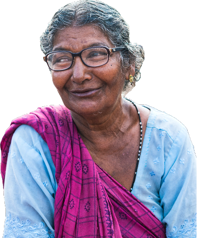 Elderly woman in colorful clothing